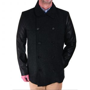 Mens Coat Jacket Wool Leather