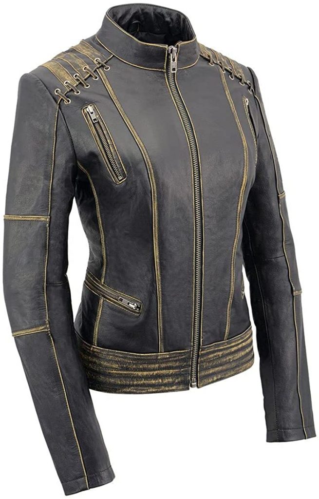 Women’s Distressed Leather Jacket – Sports Grab