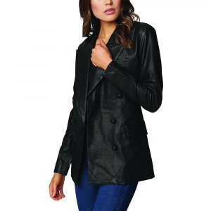 Women's Long Vegan Leather Blazer