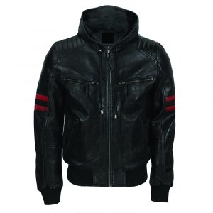 Mens Hooded Leather Jacket