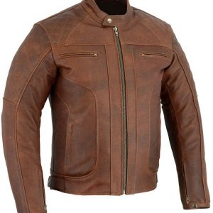 Men's Brown Premium Quality Leather Motorbike Jacket